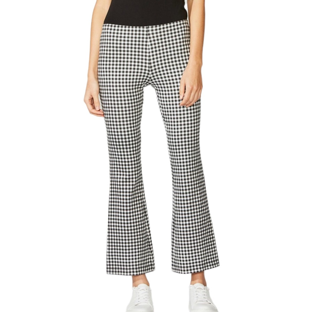 Bailey 44 Black and White Gingham Boot-Cut Pants